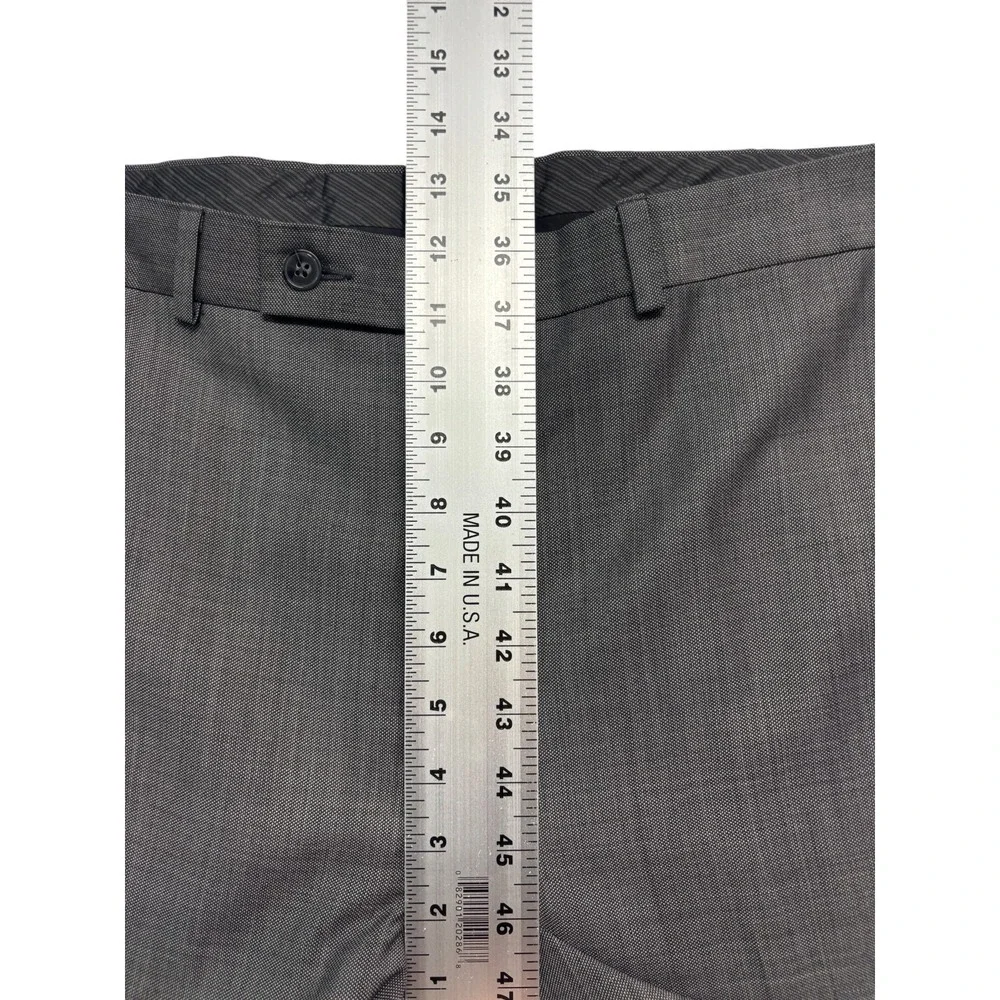 Calvin Klein 48XL 48L 40x34 Gray 2pc Pant Suit 100% Wool Slim Fit Flat Front